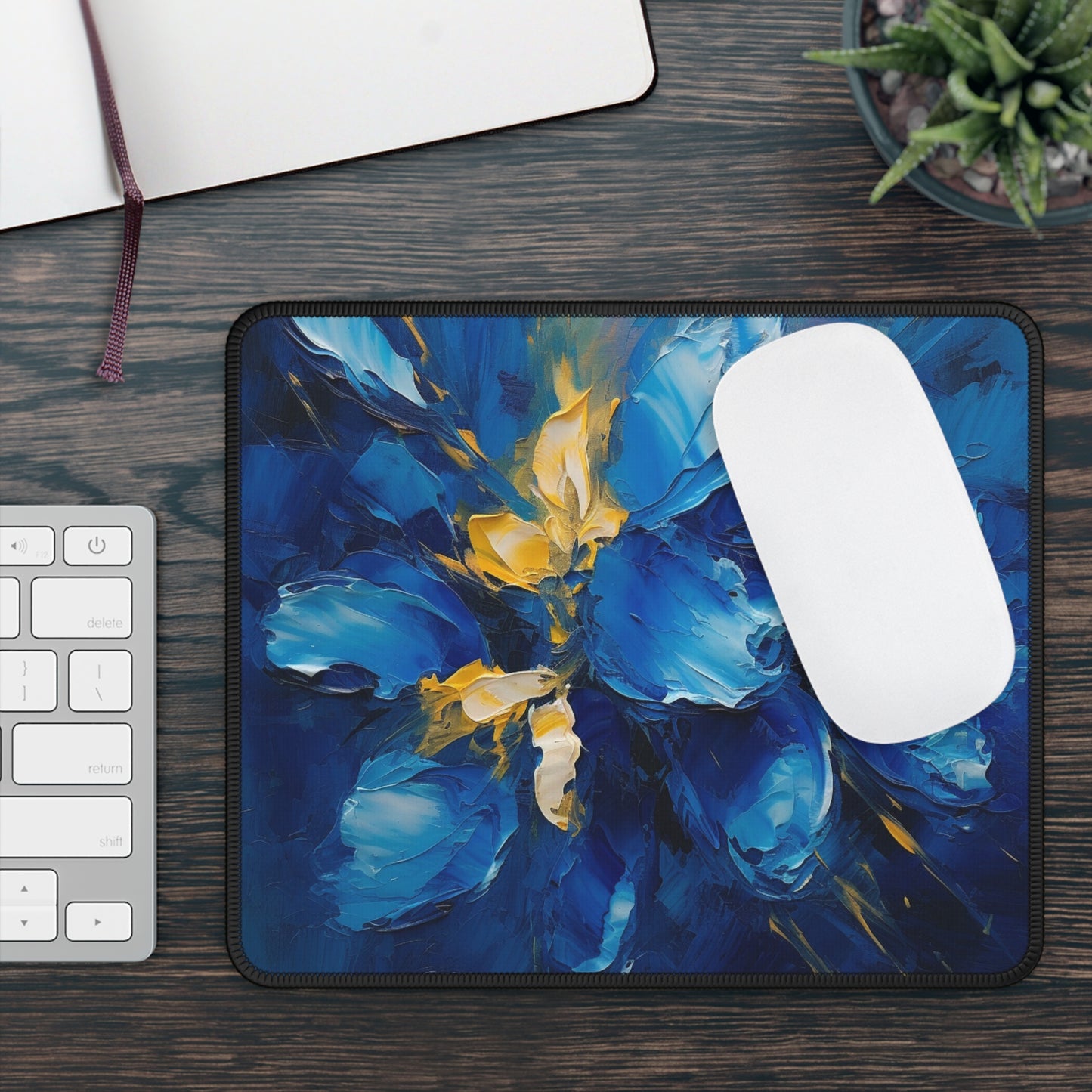 Abstract Wallpaper Gaming Mouse Pad: Immersive Floral Beauty with Blue Orchid Motif