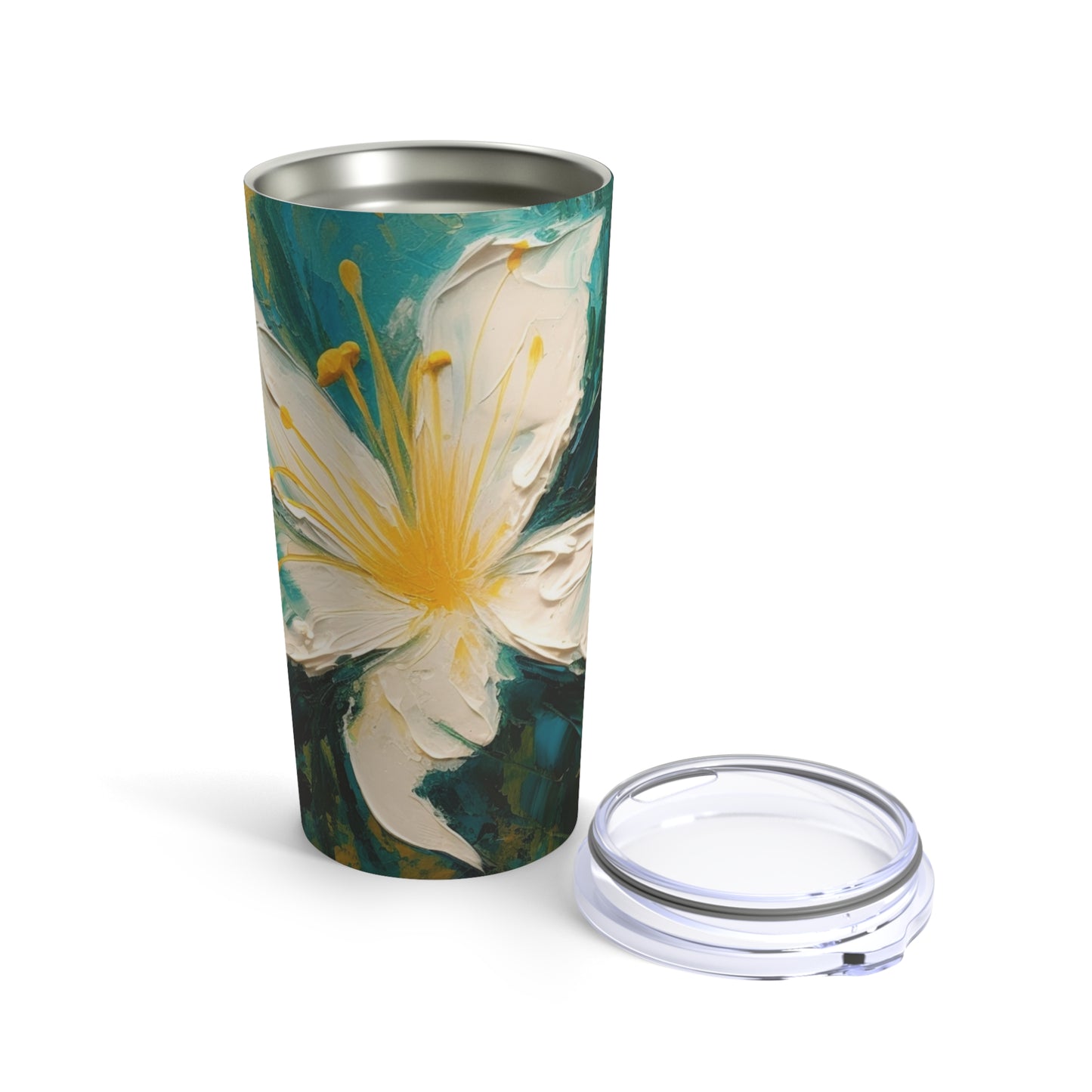 Floral Symphony: Tumbler featuring an Abstract Oil Painting of Jasmine