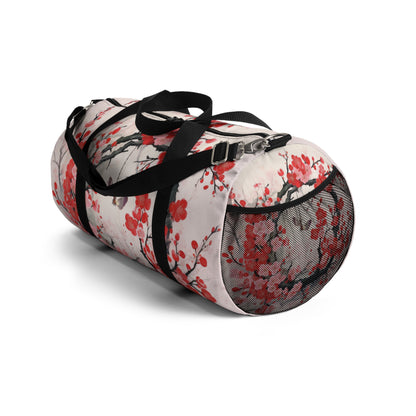 Cherry Blossom Delight: Duffel Bag Adorned with Intricate Flower Drawings and Artistry