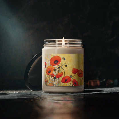 Elevate Your Style: Scented Soy Candle Adorned with Gustav Klimt's Poppies