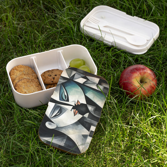 Bento Box with Cubist Art: Artistic Finesse and Abstract Flair