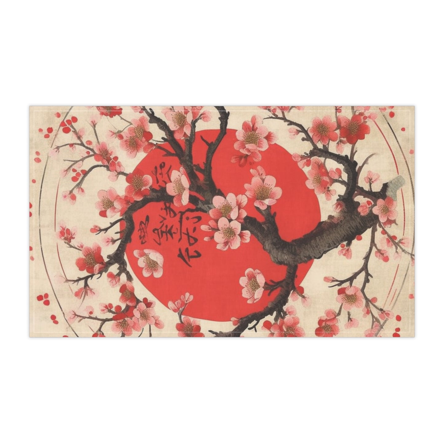 Nature's Brushstrokes: Kitchen Towel Featuring Captivating Cherry Blossom Drawings