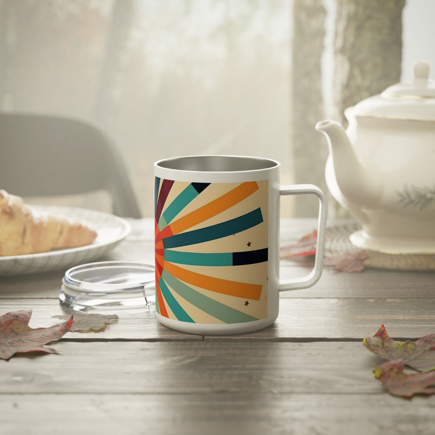 Midcentury Starburst: Insulated Coffee Mug for Modern Design Enthusiasts