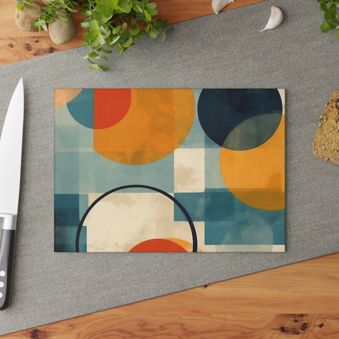 Geometric Gems: Glass Cutting Board Inspired by Abstract Geometric Art