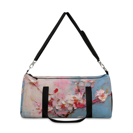 Abstract Backgrounds Duffel Bag: Tranquil Hues and Cherry Blossom Charm