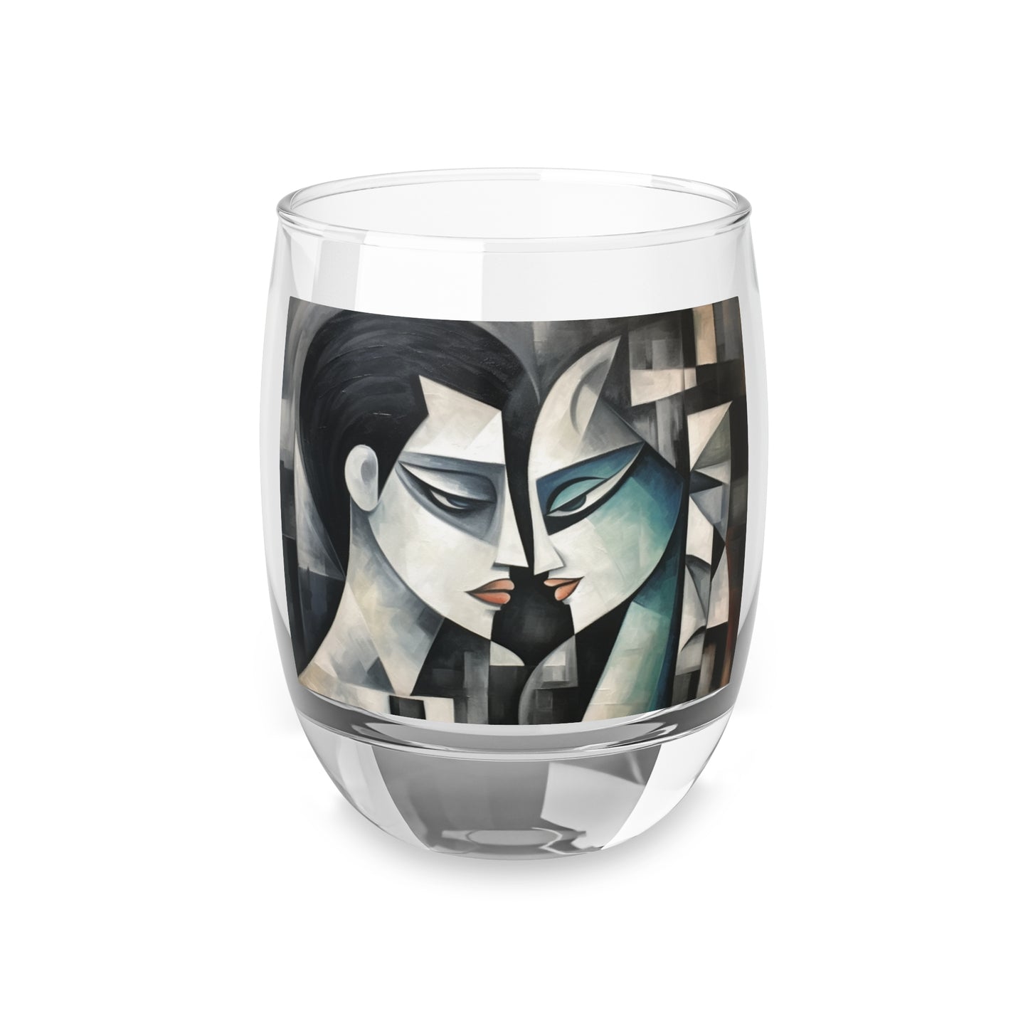 Whiskey Glass with Cubist Art: Sip with Artistic Finesse and Abstract Flair