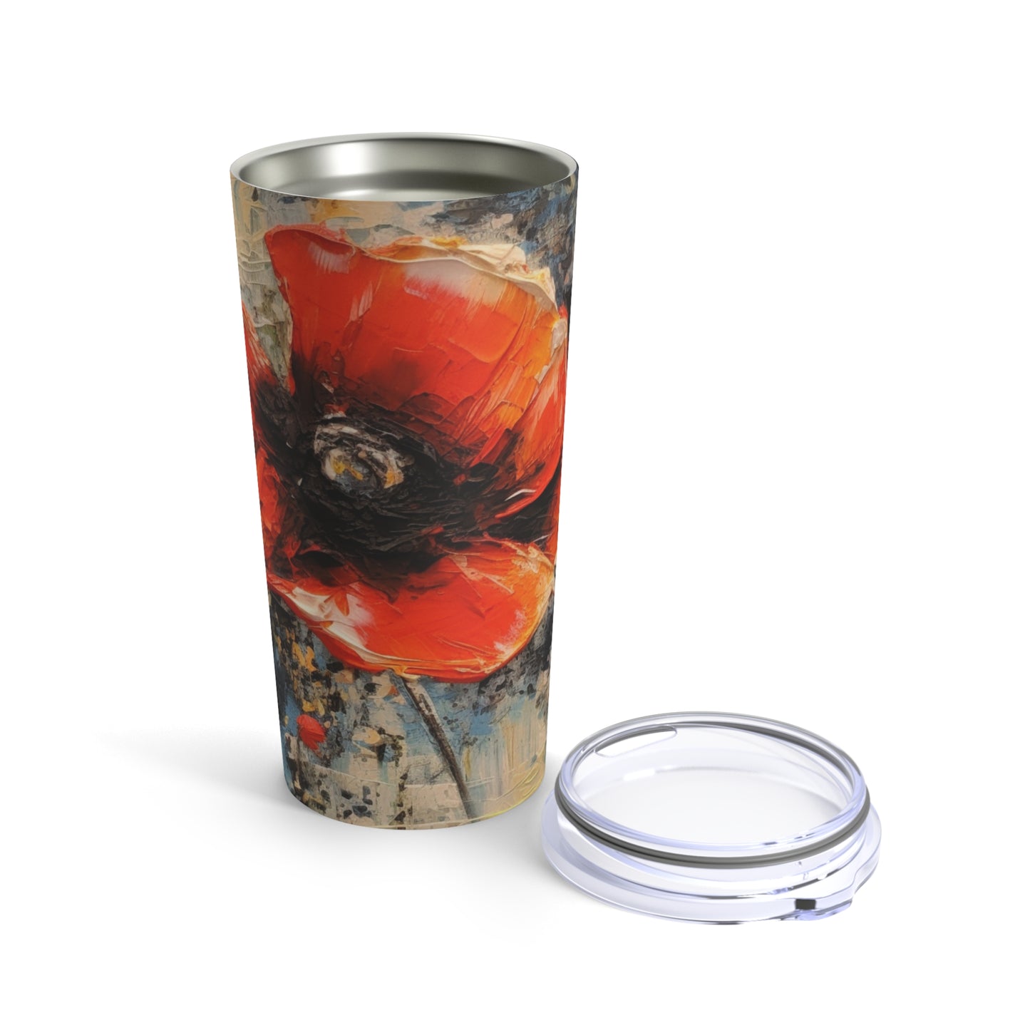 Poppy Elegance in Your Hands: Tumbler with Delicate Flower Drawings