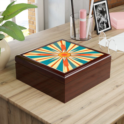 Midcentury Modern Chic: Starburst Candy Colored Jewelry Box with Abstract Art Influences