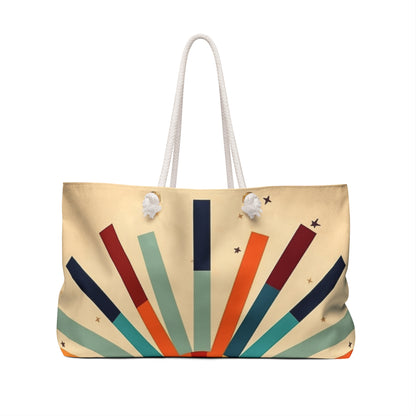 Midcentury Modern Sophistication: Stylish Starburst Candy Colored Weekender Bag for Women