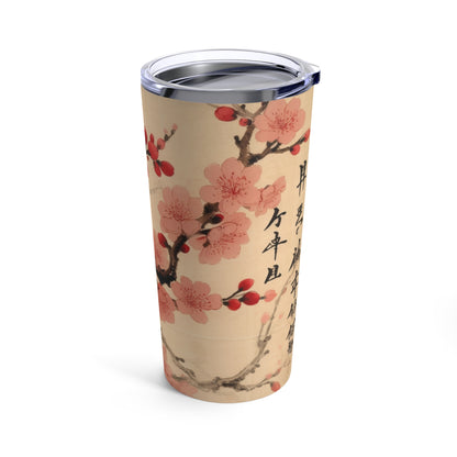 Floral Fusion: Tumbler Merging Cherry Blossom Beauty and Artistic Flower Drawings