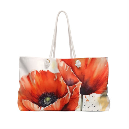 Whimsical Poppy Flower Watercolor Weekender Bag: An Artistic Delight