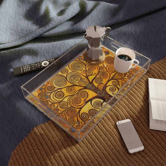 The Tree of Life Acrylic Serving Tray: A Modern Art Tribute to Gustav Klimt