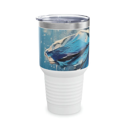 Unleash Your Imagination: Blue Orchid Abstract Painting Ringneck Tumbler, Let Art Inspire Your Every Sip