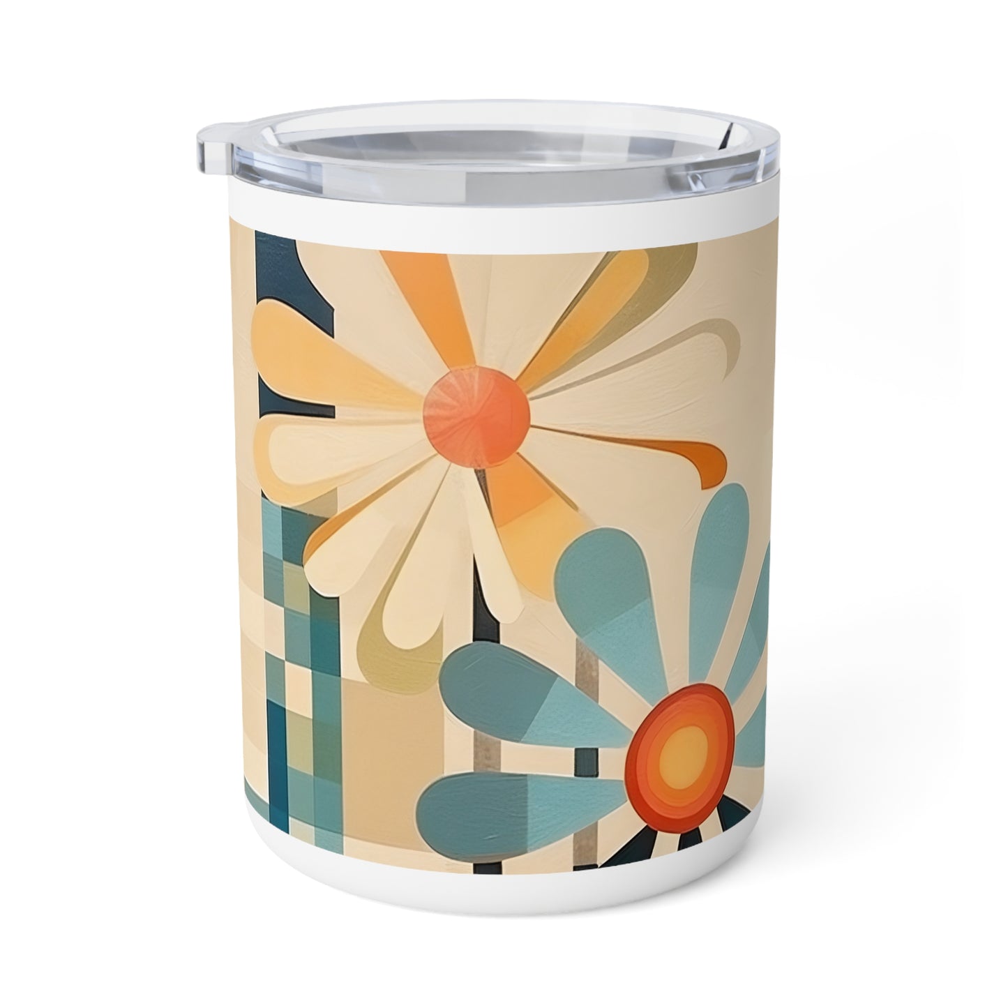 Modern Nostalgia: Midcentury Modern Design Meets Flower Drawings on Insulated Mug