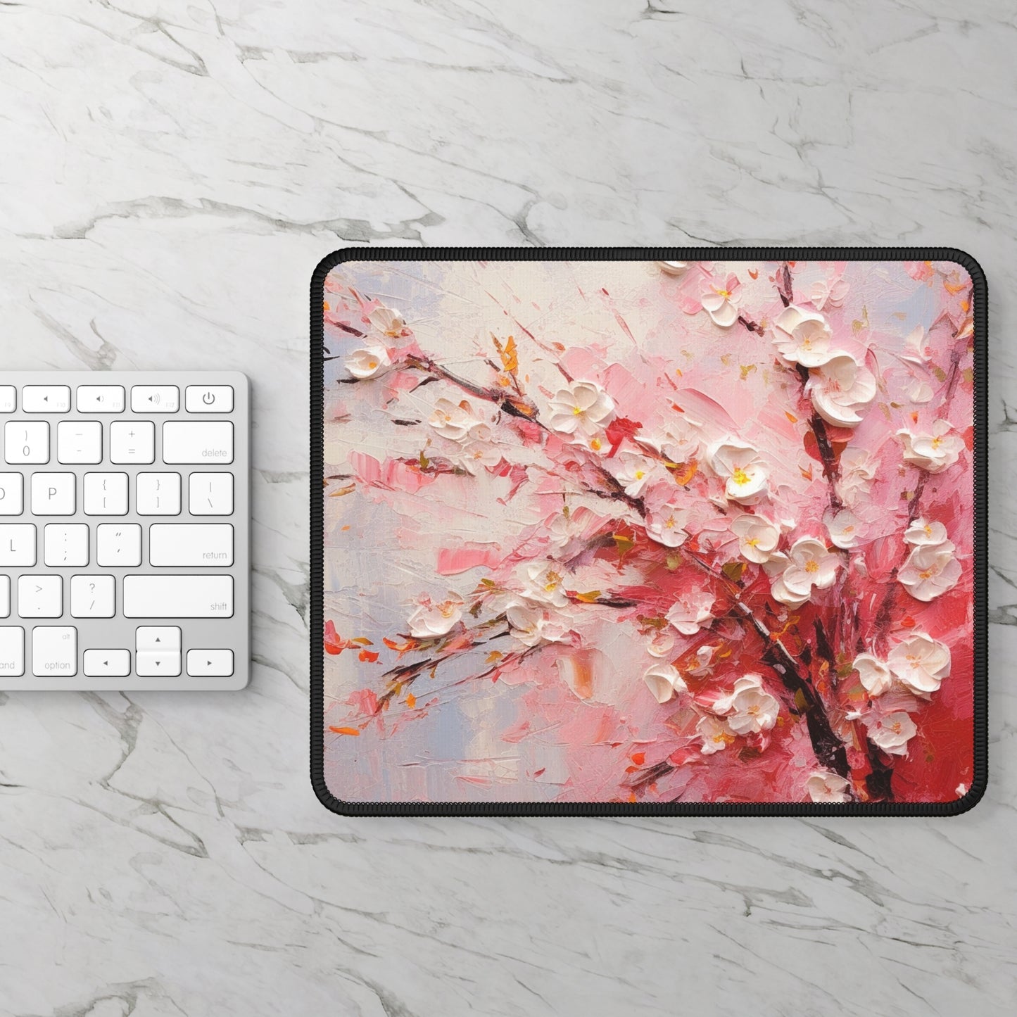 Abstract Cherry Blossom Gaming Mouse Pad: Captivating Brushstrokes in Every Sip