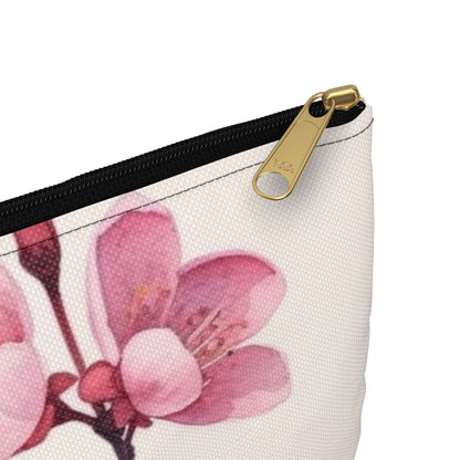 Artistic Flourish: Floral Watercolor Cherry Blossom Accessory Pouch