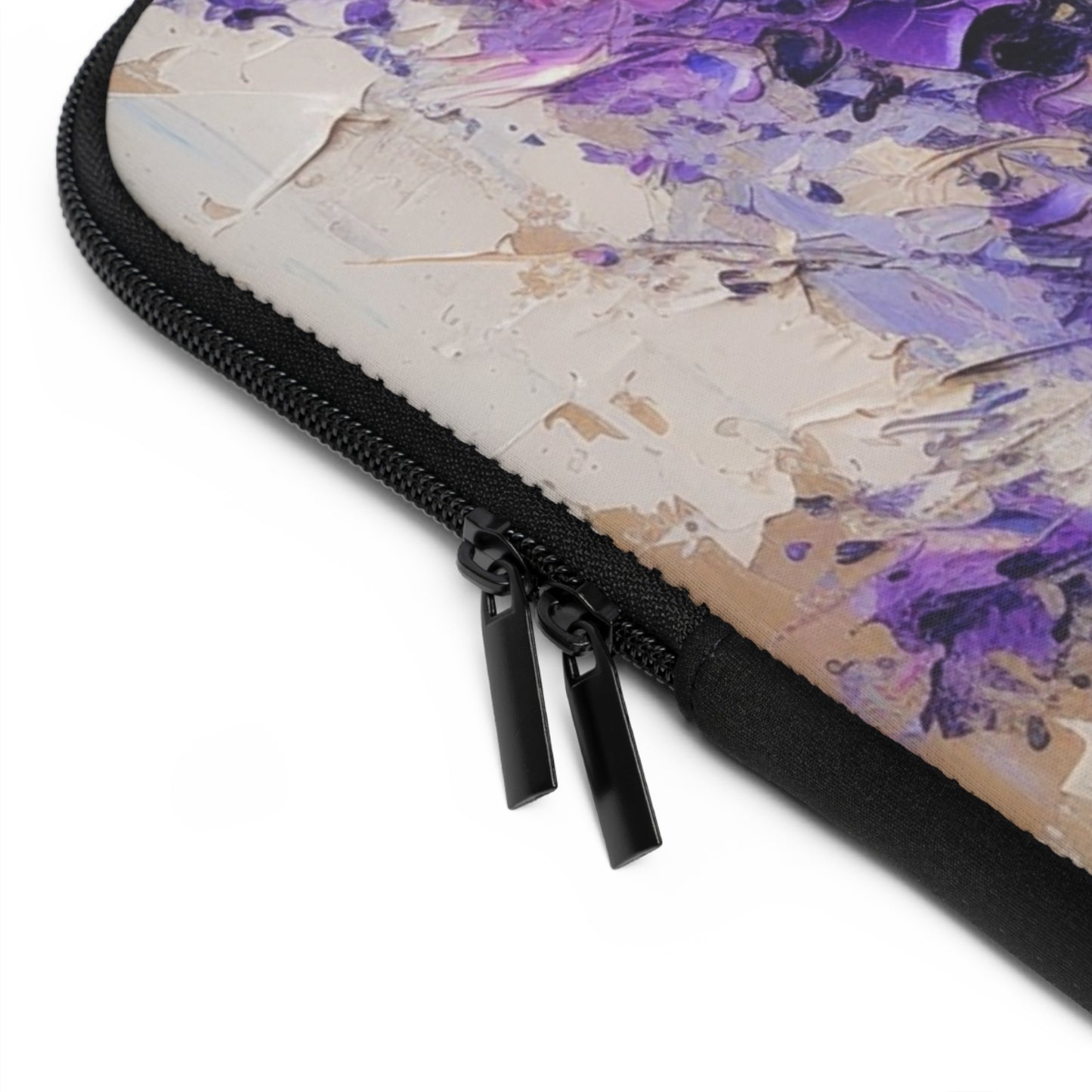 Vibrant Lavender Art on Laptop Sleeve: A Floral Delight for Your Senses