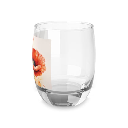 Whimsical Poppy Flower Watercolor Whiskey Glass: An Artistic Delight