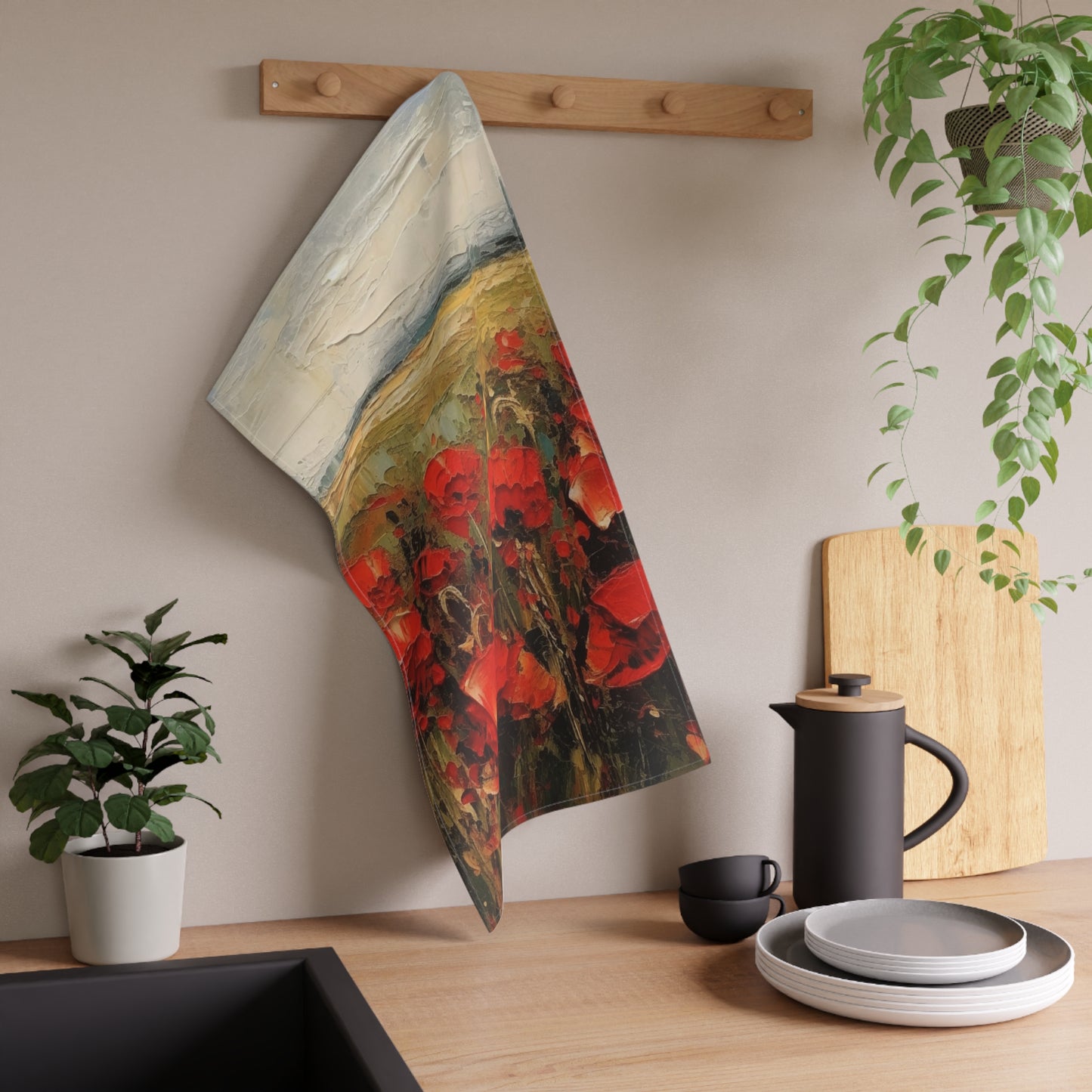 Abstract Poppy Fields: Kitchen Towel for Artistic Inspiration