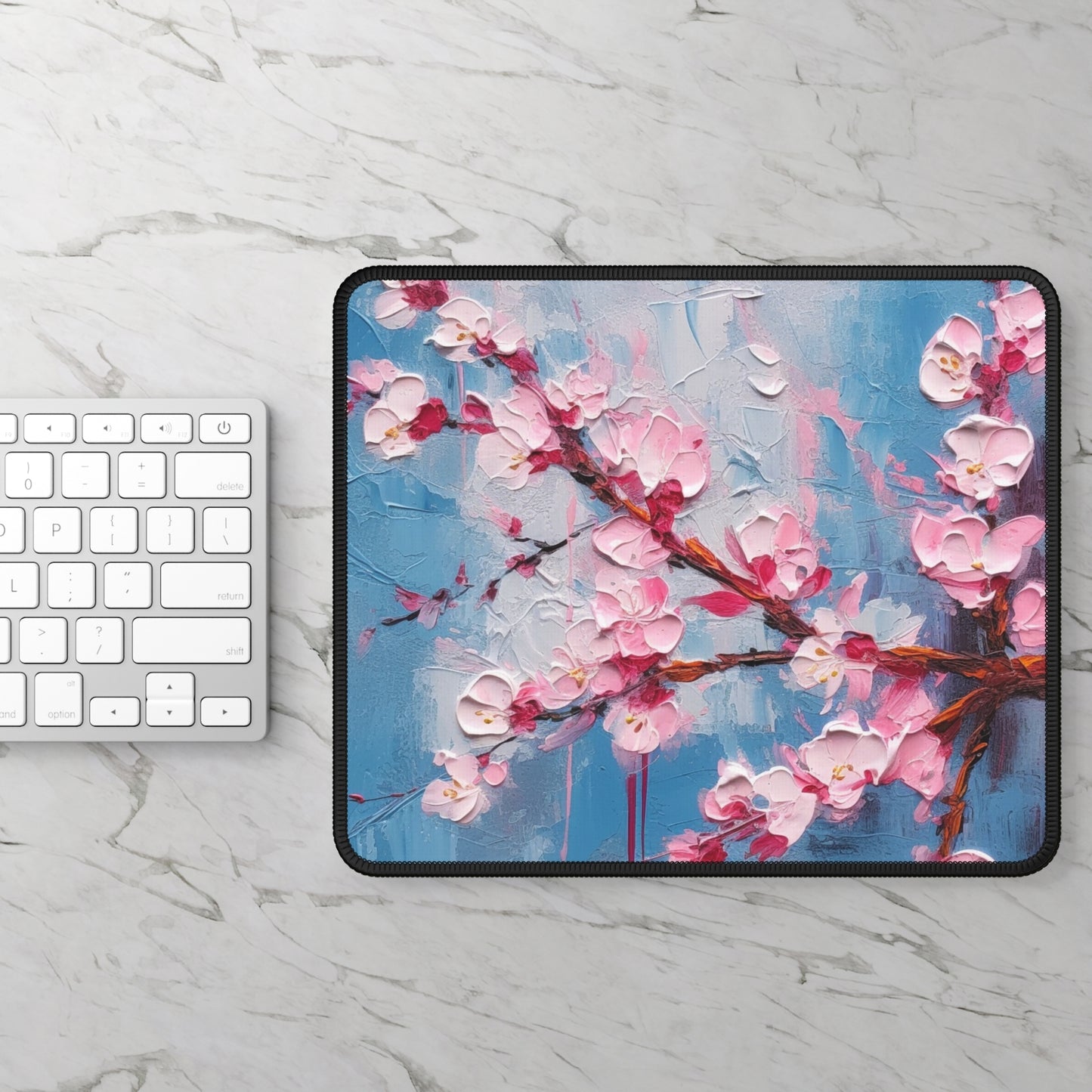 Gaming Mouse Pad with Abstract Cherry Blossom Drawing: Embrace the Serenity