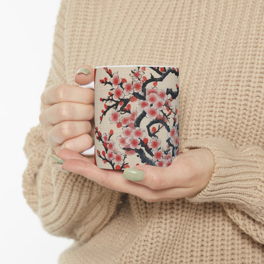 Floral Elegance: Ceramic Mug Adorned with Stunning Flower Drawings