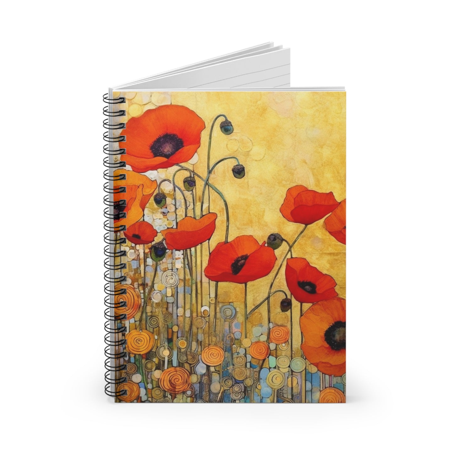 Spiral Notebook Adorned with Gustav Klimt's Poppies