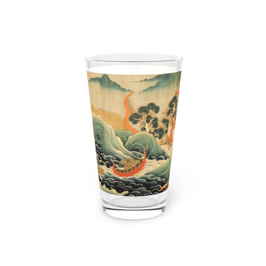 Harmony of the Elements: Japanese Tapestry-Inspired  Pint Glass