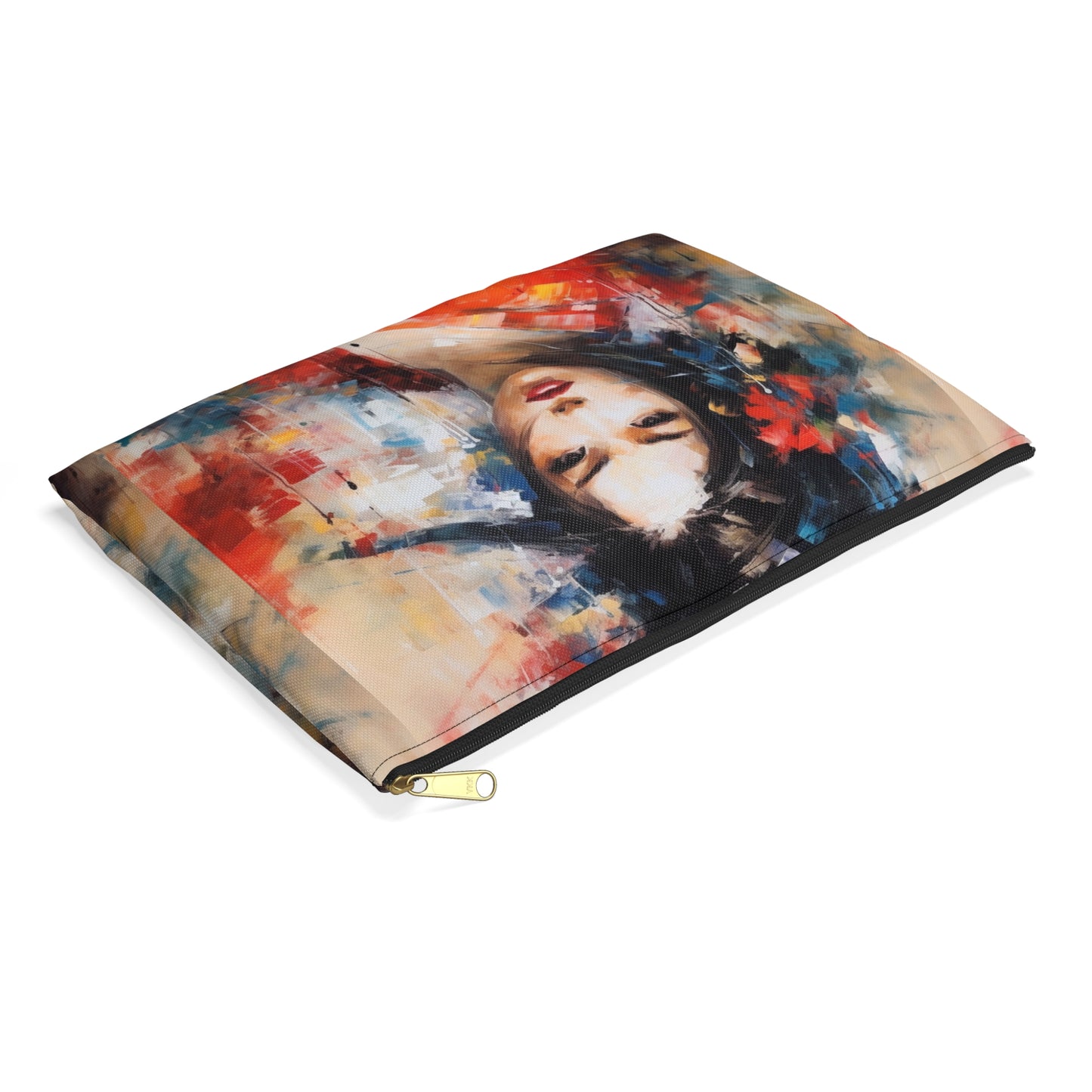 Abstract Geisha Art Accessory Pouch: Captivating Brushstrokes in a Japanese Aesthetic