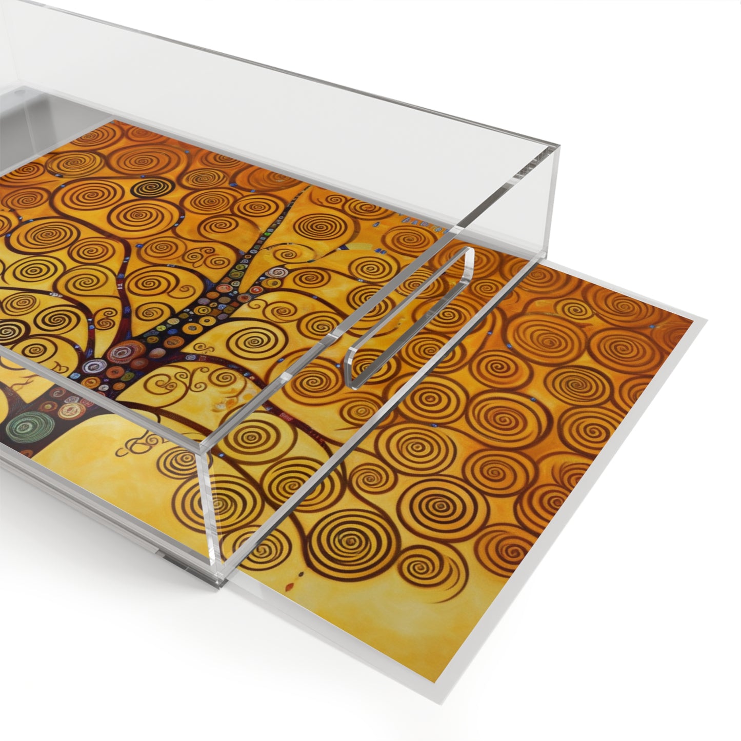 Symbolic Harmony: Gustav Klimt Tree of Life Acrylic Serving Tray, Embrace Artistic Elegance