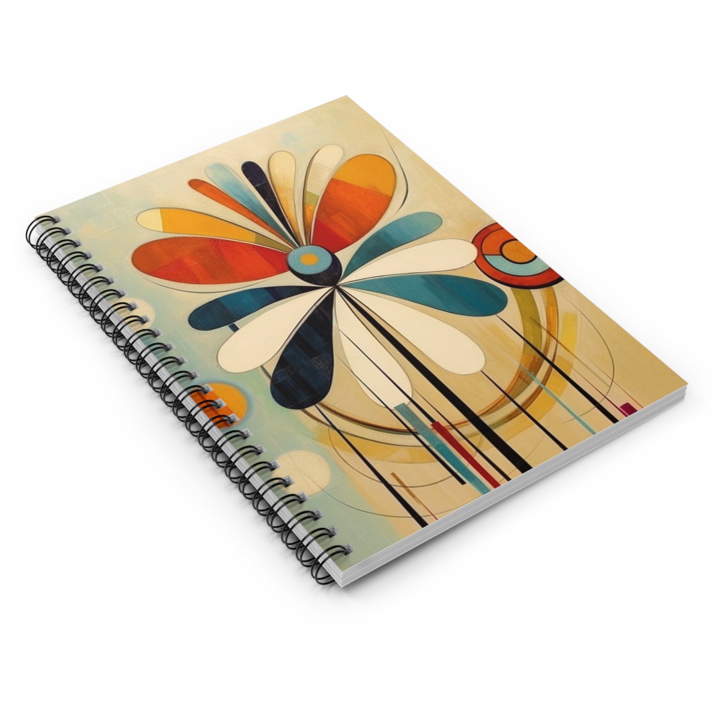 Flower Sketches: Abstract Art Spiral Notebook with Midcentury Modern Design and Flower Drawings