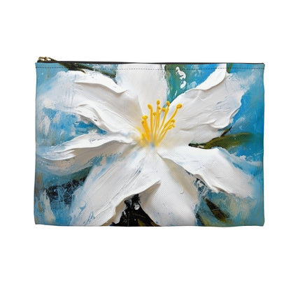 Ethereal Elegance: Accessory Pouch featuring an Abstract Oil Painting of Jasmine