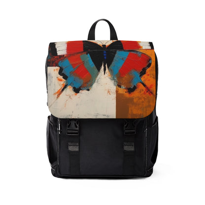 Bauhaus-Inspired Butterfly Symphony: Unisex Casual Shoulder Backpack with Vibrant Colors and Intricate Details