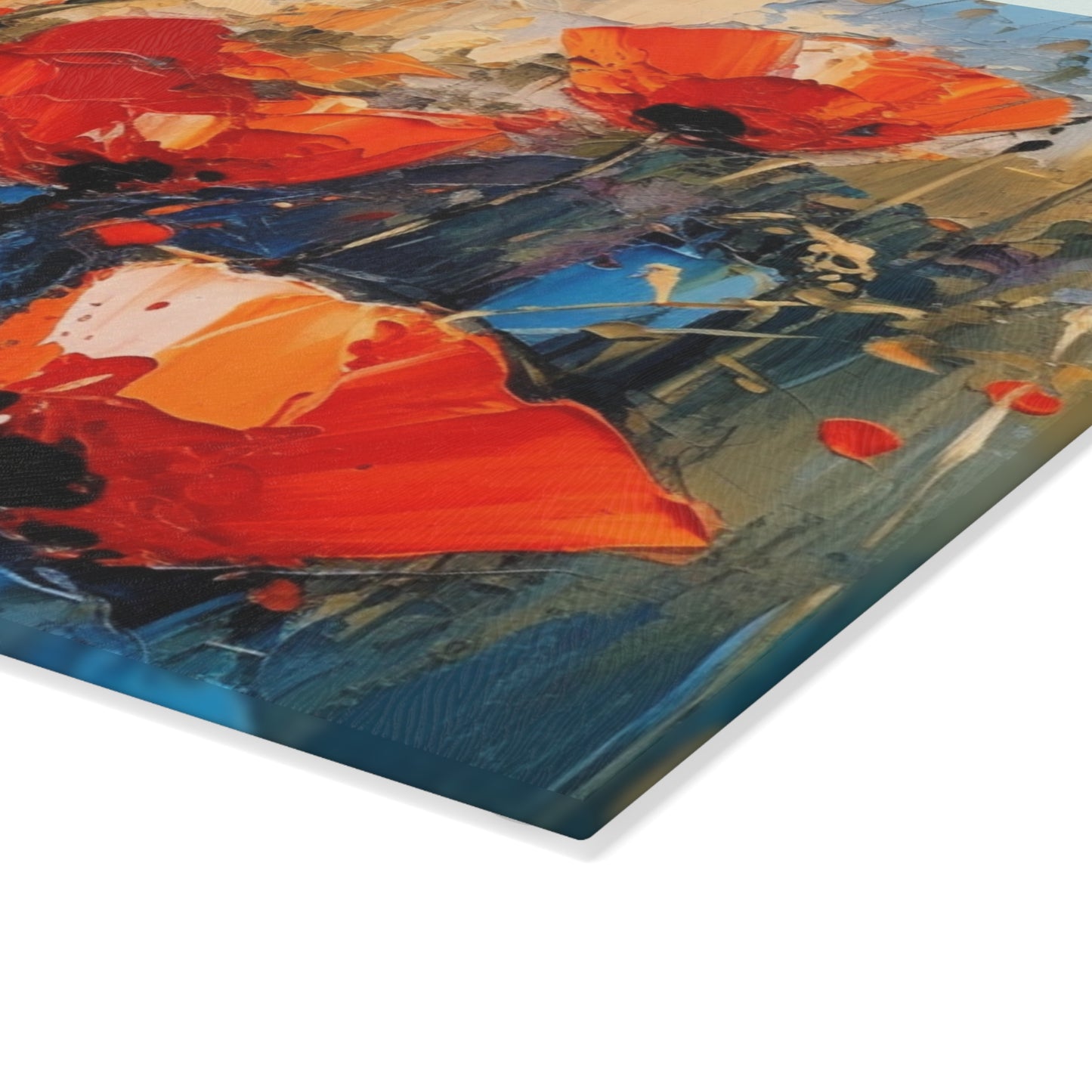 Glass Cutting Board Paradise: Abstract Poppy Artwork