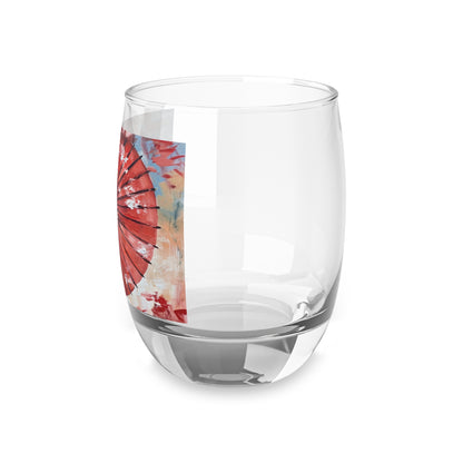 Abstract Japanese Umbrella Painting Whiskey Glass: Unleashing Artistic Beauty