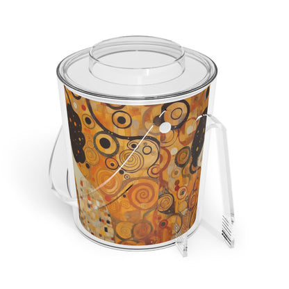 Gustav Klimt Inspired Ice Bucket with Tongs: A Tribute to the Iconic Art of the Vienna Secession