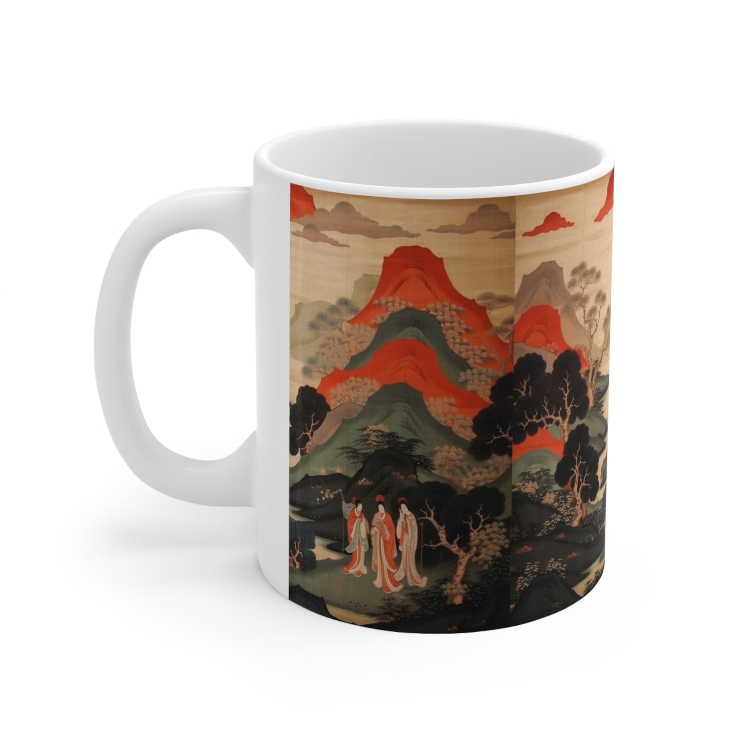 Ceramic Mug: Custom Japanese Tapestry - Infuse Your Coffee Break with Unique Artistic Expression