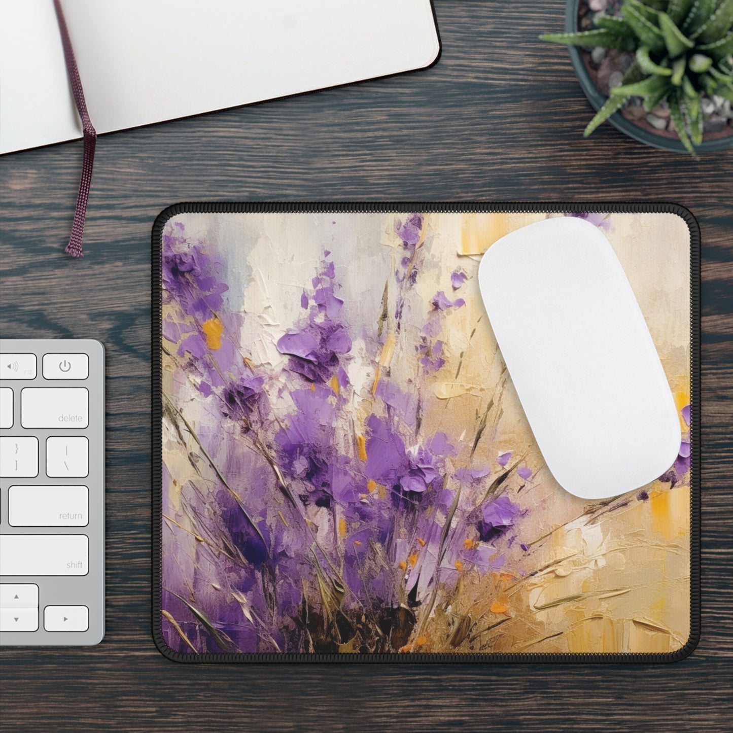 Expressive Lavender Drawing on Gaming Mouse Pad: A Symphony of Colors and Petals