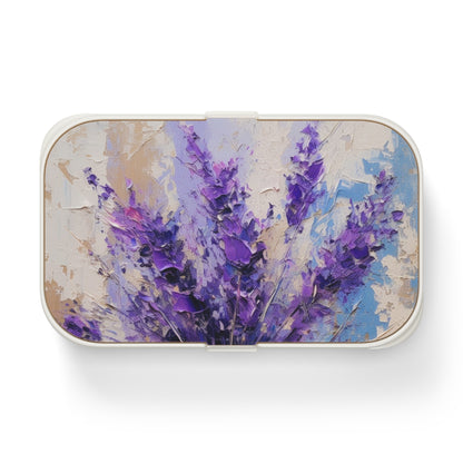 Vibrant Lavender Art on Bento Box: A Floral Delight for Your Senses