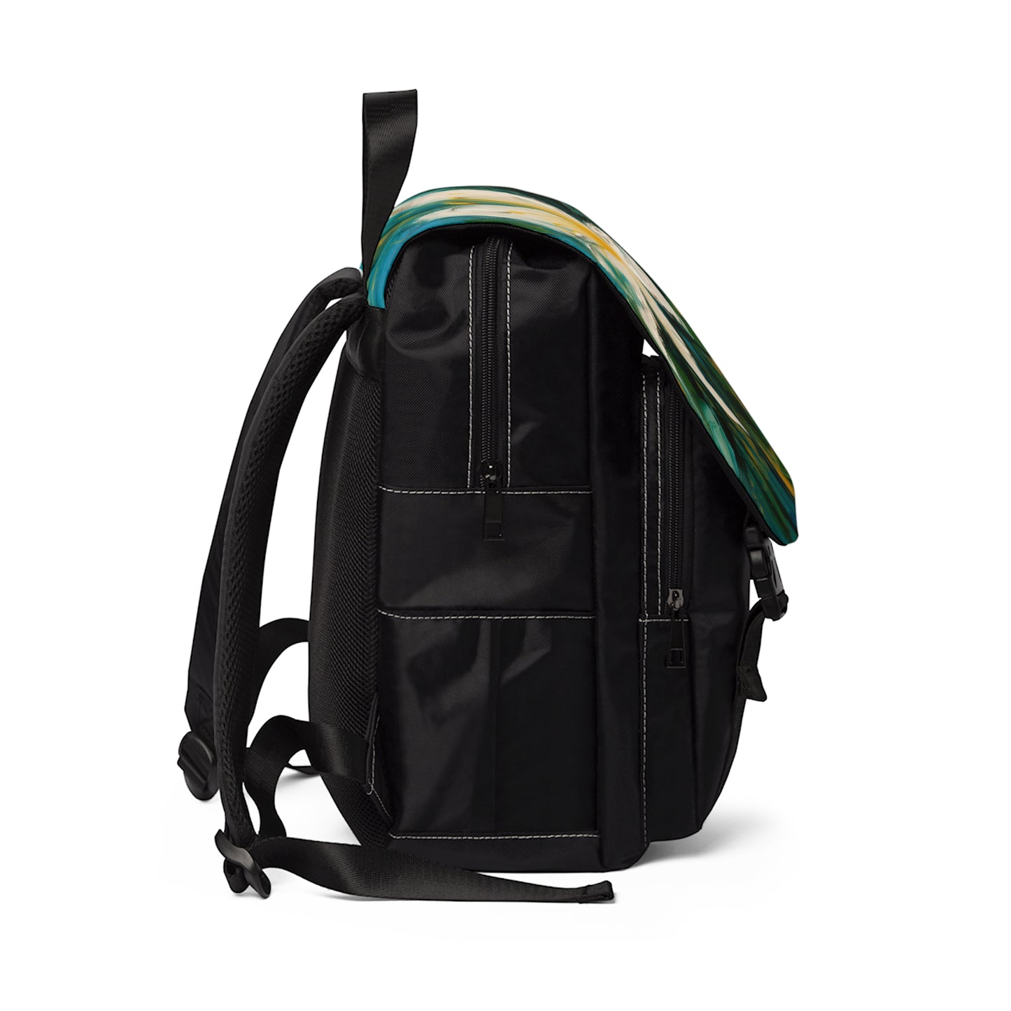 Floral Symphony: Unisex Casual Shoulder Backpack featuring an Abstract Oil Painting of Jasmine