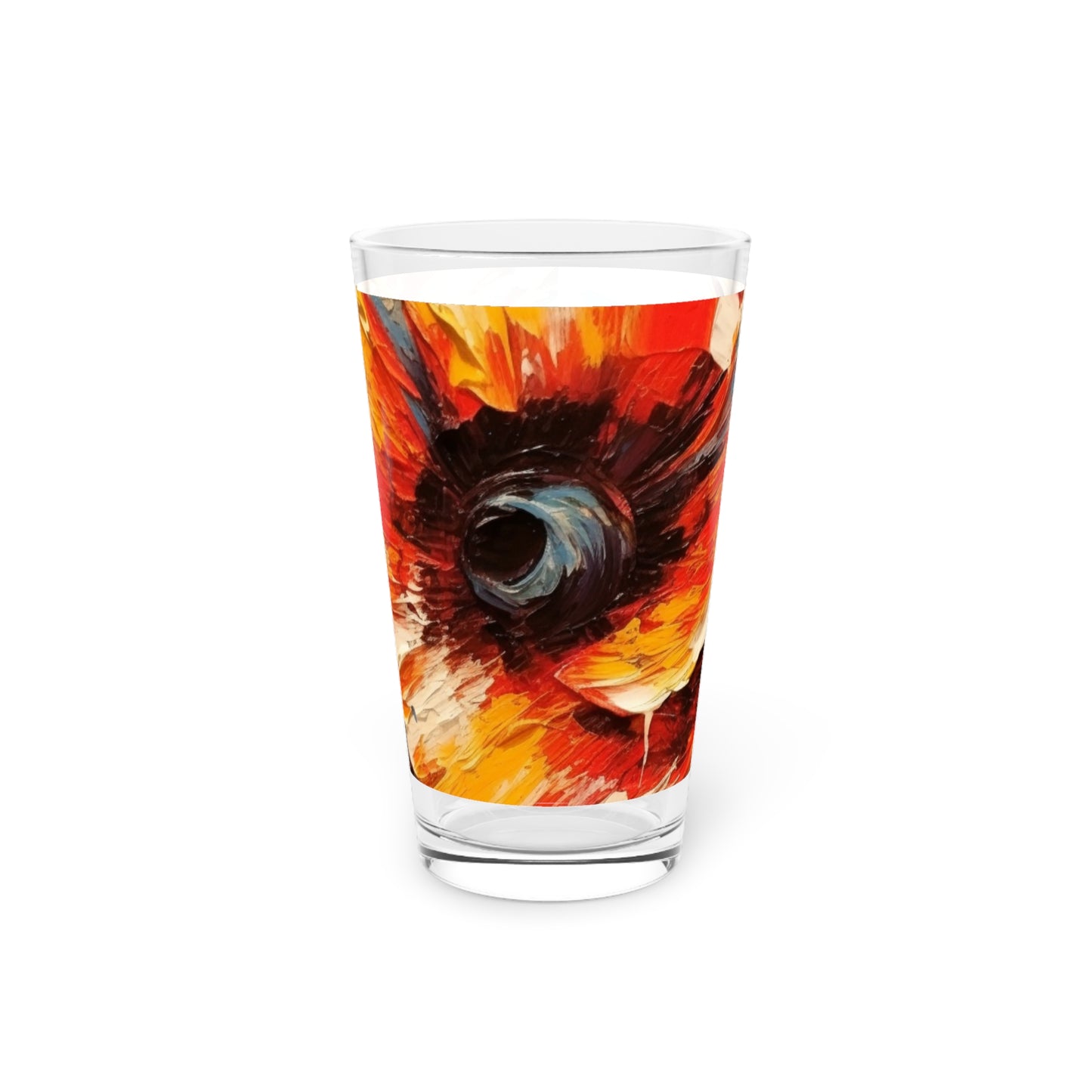 Poppy Symphony: Pint Glass with Abstract Floral Artwork