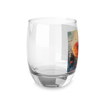 Poppy Elegance: Whiskey Glass with Delicate Flower Drawings