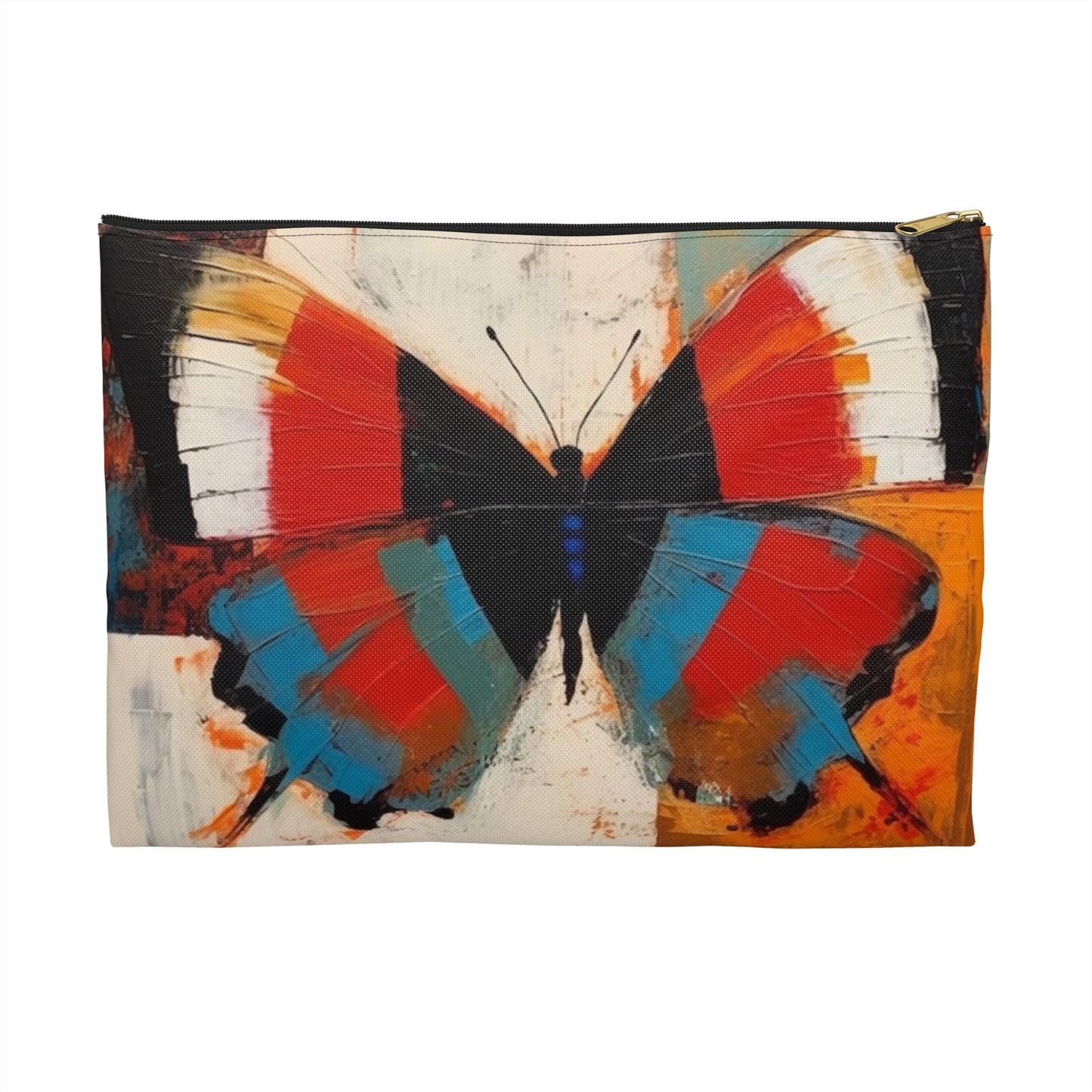 Bauhaus-Inspired Butterfly Symphony: Accessory Pouch with Vibrant Colors and Intricate Details