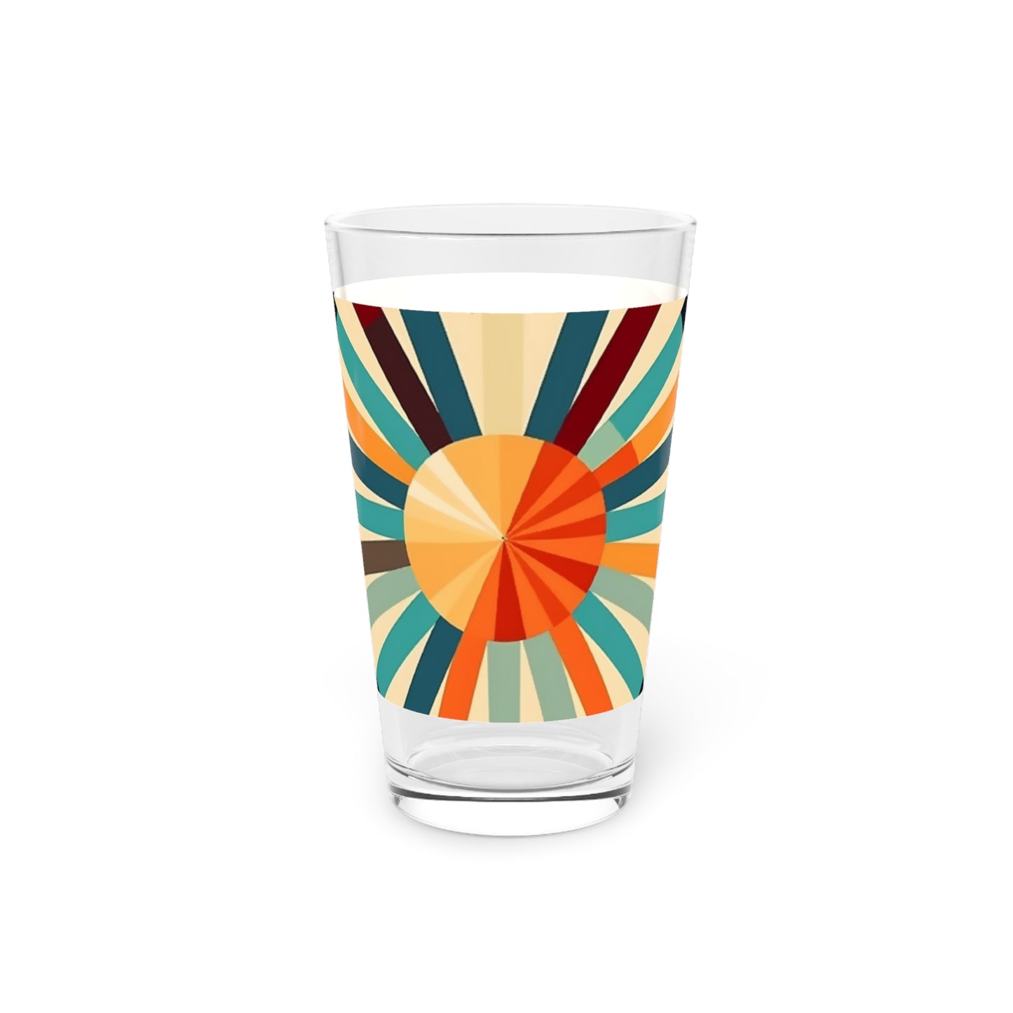 Sip in Style: Starburst Candy Colored Pint Glass with Midcentury Modern Charm