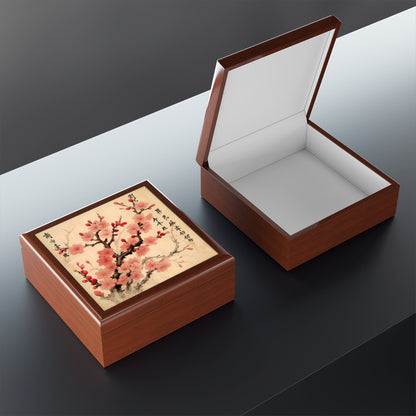 Floral Fusion: Jewelry Box Merging Cherry Blossom Beauty and Artistic Flower Drawings