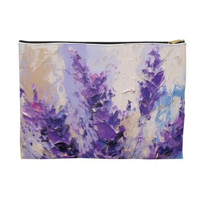 Vibrant Lavender Art on Accessory Pouch: A Floral Delight for Your Senses