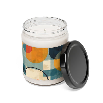 Midcentury Geometric Delight: Abstract Geometric Art Design Candle for Modern Decor