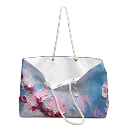 Weekender Bag with Abstract Cherry Blossom Drawing: Embrace the Serenity