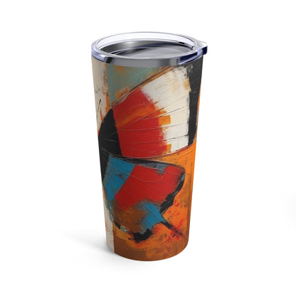 Bauhaus-Inspired Butterfly Symphony: Tumbler with Vibrant Colors and Intricate Details