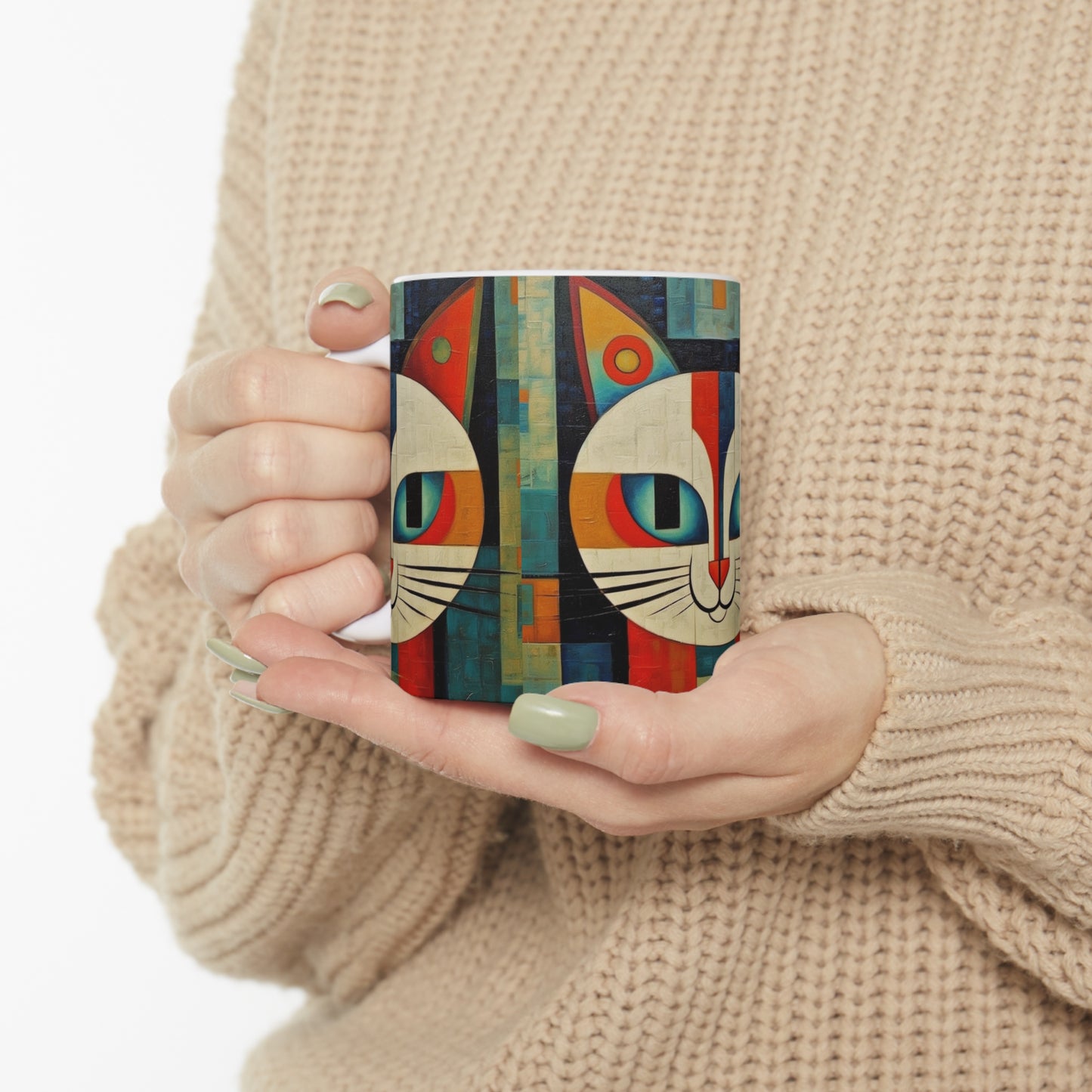 Midcentury Picasso Fusion: Ceramic Mug for Modern Art Enthusiasts