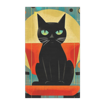 Abstract Cat Expressions: Modern Art-Inspired Midcentury Modern Kitchen Towel with Timeless Atomic Age Design